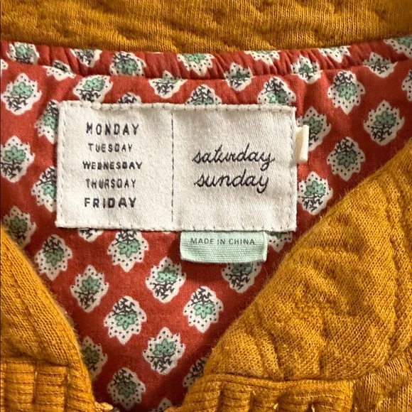 Saturday Sunday Anthropologie Mustard Yellow Quilted Boho Bomber Jacket Size L - Picture 4 of 9